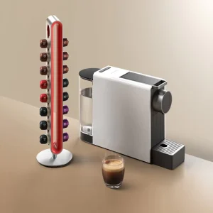 Portable Mini Smart Automatic Capsule Coffee Machine Hot Water System Office Home Use Grey EU Plug Aluminum Housing