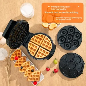 Portable Mini Waffle Maker Stainless Steel Outdoor Detachable Plate Manual Non-Stick 800W Pancake Function Household Hotel