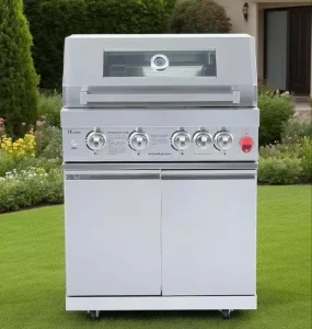 Portable Modern Style Stainless Steel Propane Rotisserie BBQ Grill Trolley 4 Burners Infrared Back Burner for Outdoor Party