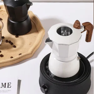 Portable Moka Pots Coffee Maker Italian Aluminum Mocha Pot Espresso Maker for Home Outdoor Double Valves Italian Type Moka Pot