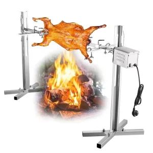 Portable Motor Galvanized Cover High Pressure Gas Charcoal BBQ Stainless Steel Pizza Ring Chicken Grill Rotisserie Spit Kit
