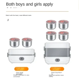 Portable Plug in Electric Heating Lunch Box for Office Workers Water Steaming Rice Cooking Tropical Rice Filling Business Gift