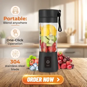 Portable Rechargeable Juicer Blender Six Blades Automatic Handheld Type C Fruit Smoothie Cup 380ml Electric
