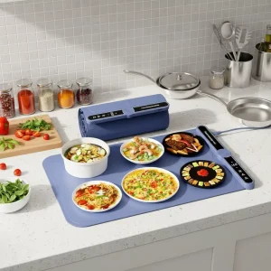 Portable Roll-Up Silicone Heating Pad with Multi-Level Heat Settings and Fast Warm-up for Family Dinner Party Food