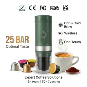 Portable Semi Automatic Espresso Machine Travel Coffee Maker for Office Camping Use With Manual Control and Easy Cleaning