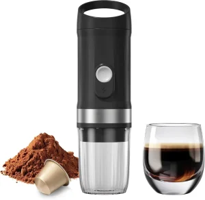 Portable Semi-Automatic French Press Coffee Maker with USB and Battery Power for Home and Travel Use