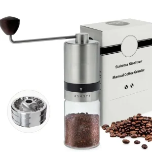 Portable Stainless Steel Burr Coffee Grinder Multifunction Manual Hand Crank for Household Use for Travel