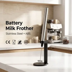Portable Stainless Steel Cappuccino Whisk Protein Matcha Mixer Electric Handheld Milk Frother with Stand