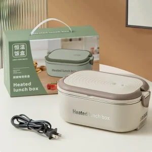 Portable Stainless Steel Lunch Box Thermostatic Heating Electric Bento Lunch Box Insulated Lunch Box for Office Workers