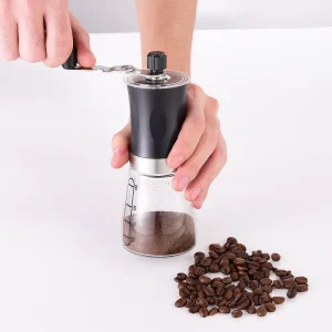 Portable Stainless Steel Manual Coffee Grinder with Modern Minimalism Design for Home Use