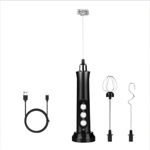 Portable Stainless Steel Milk Frother Handheld Electric Egg Beater Coffee Frother USB Charging Eco-Friendly Stocked