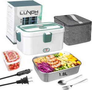 Portable Stainless Steel Multi-Purpose Electric Lunch Box 12V Car and 230V Home Use Warmer Heating Feature