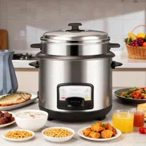 Portable Stainless Steel Rice Cooker for Home 0.6L 1L 1.5L 1.8L 2.2L 2.8L Capacity with Measuring Cup Paddle Accessory KC02003
