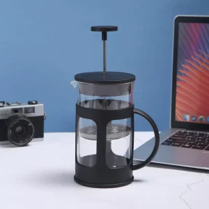 Portable Travel French Press Coffee Maker Glass with BPA Free Plastic Flame