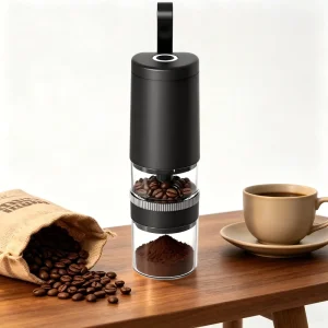 Portable USB Rechargeable Electric Coffee Grinder Adjustable Ceramic Conical Burr Mini Coffee Bean Mill for Travel Camping Home