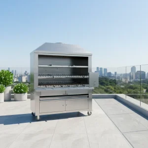 Portable and Heavy Duty Brazilian Charcoal Grill with 360 Degree Rotating Skewers