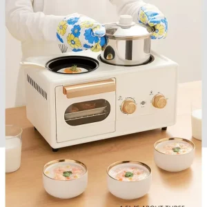Posida 1100W 3 in 1 Breakfast Maker With Frying Pan Toaster Oven and Boil Pot
