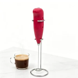 Powerful Handheld Milk Frother Stainless Steel Drink Mixer with Stand
