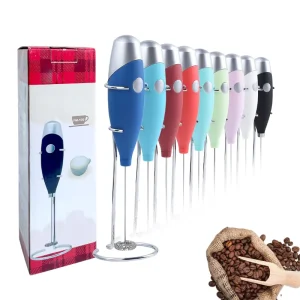 Powerful Hot Portable Mixer Frother with Stand Steamer Kit Coffee Whisk Operatd Handheld Battery Electric Milk Frother