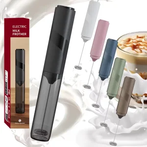 Powerful Lightweight Electric Milk Frother Handheld Portable 20s Fast Foam Food Grade Black Minimalist Custom Logo