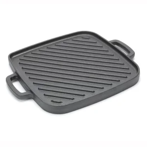 Pre Seasoned Black Cast Iron Grill Pan with Two Handles Durable Metal Material and Food Safe for Roasting saute Vegetables