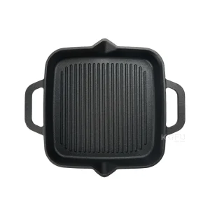 Pre Seasoned Square Cast Iron Grill Pan with Dual Handles Heavy Duty Steak Frying Pan Griddle for Stovetop & Oven Cooking