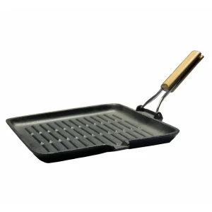 Pre-Seasoned Sturdy Cast Iron Square Grill Pan for Outdoor Camping & Kitchen Cooking