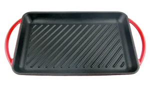 Pre seasoned Cast Iron Grill Pan with Long Handle Heavy Duty Non stick Griddle Pan for Steak BBQ