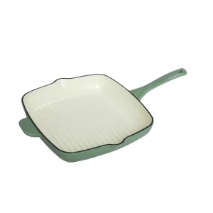 Premium Cast Iron Green Enamel Finish Eco Friendly Dishwasher Oven Safe Frying pans