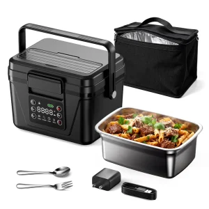 Premium Electric Heated Lunch Box Smart Timer Wireless Food Warmer With Large Capacity for Office Travel Use