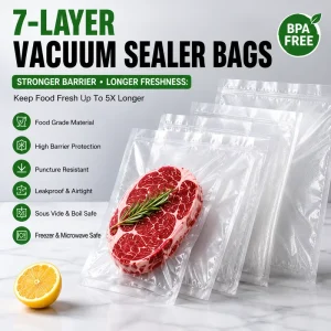 Premium Food Grade BPA Free 7 Layer PA PE Vacuum Sealer Bags High Barrier Fresh Food Storage for Chamber Sealers & Sous Vide