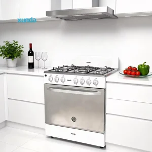 Professional 5 Burner Gas Range Cooker with Electric Oven Stainless Steel Kitchen Appliance