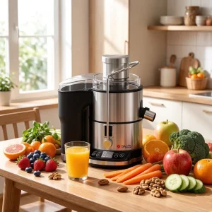 Professional Centrifugal Juicer Machine Fruit and Vegetable Juicer Compact for Home Use Quiet High Yield