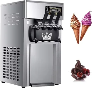 Professional Commercial Electric Ice Cream Machine Maker 3 Flavor Soft Serve 18 H in French Operating Language