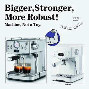 Professional Compact Commercial Espresso Machine D0100XUYN4U Multifunctional Coffee Maker Milk Frother Steam Wand Pressure Gauge