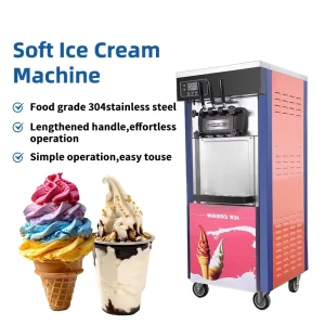 Professional Custom made Stainless Steel Automatic High Productivity Commercial Soft Ice Cream Machine 26 30L H