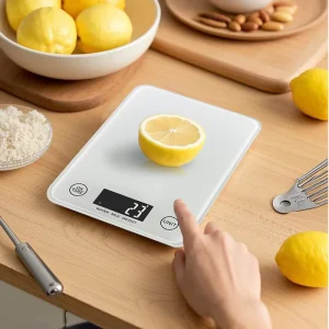 Professional Digital Electronic Kitchen Scale 5Kg 11Lb Capacity Lid AA Battery Powered Tempered Glass Surface Weight Measuring