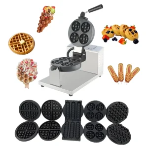 Professional Electric Mini Waffle Maker Non Stick Detachable Plates Stainless Steel Commercial Use 4 Per Batch Temperature