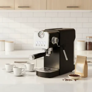 Professional Electric Semi-Automatic Espresso Coffee Machine Pre-Brew Function Pressure Gauge 15 Bar Pump Steam Wand Digital