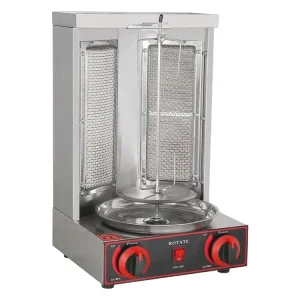 Professional Factory Vertical Rotisserie Oven 2 Burner Propane Rotating Gyro Machine Table Top Small Shawarma Machine Gas Commer