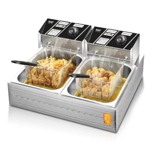 Professional Grade Oil Fryer Stainless Steel Double Basket 5.5+5.5L Electric Deep Fryer for Fried Chicken