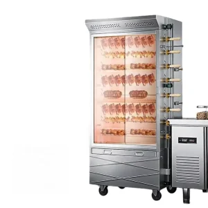 Professional Large Capacity Rotary Chicken Rotisserie Oven Gas Charcoal BBQ Grill Roaster for Commercial Restaurant
