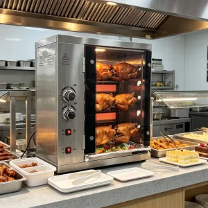 Professional Large Capacity Rotary Chicken Rotisserie Oven Gas Meat BBQ Grill Roaster for Commercial Restaurant