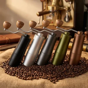 Professional Manual Coffee Grinder CNC 420 Stainless Steel Burr Aluminum Alloy Body Dual Bearing Adjustable for Espresso French
