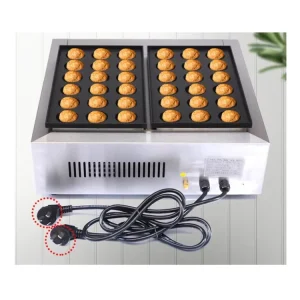 Professional Moving Easily Commercial Double plate Electric Grill Countertop Non stick Gas Takoyaki Fish Ball Making Machine