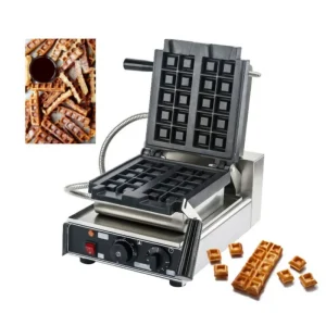 Professional Stainless Steel Electric Cube Bites Belgian Waffle Maker Adjustable Thermostat for Commercial Household Outdoor Use