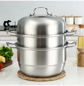 Professional Versatile Portable Electric Food Steamer Multifunctional 3 Layer Stainless Steel for Soup Preparation