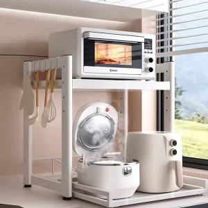 Pull Out Microwave Rack Countertop Appliance Storage Shelf for Rice Cooker Oven & Air Fryer Practical Kitchen Organizer