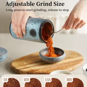 Pure Titanium Adjustable Portable Electric Coffee & Spice Grinder Mini Multi-purpose Mill