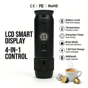 Quick Brew Espresso Machine 3 Min MCH Ceramic LCD Real Time Extraction Time Hot Cold 4 in 1 NES DG OEM